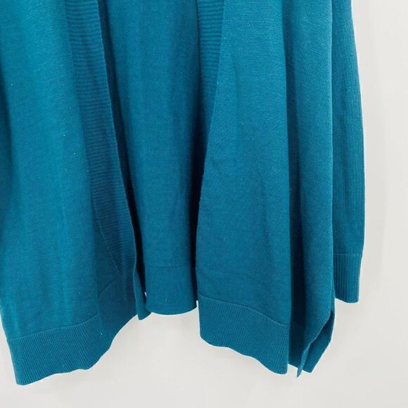 LOFT Size XS Dark Teal Wool Blend Open Front Long Sleeve Cardigan Sweater - Picture 5 of 9